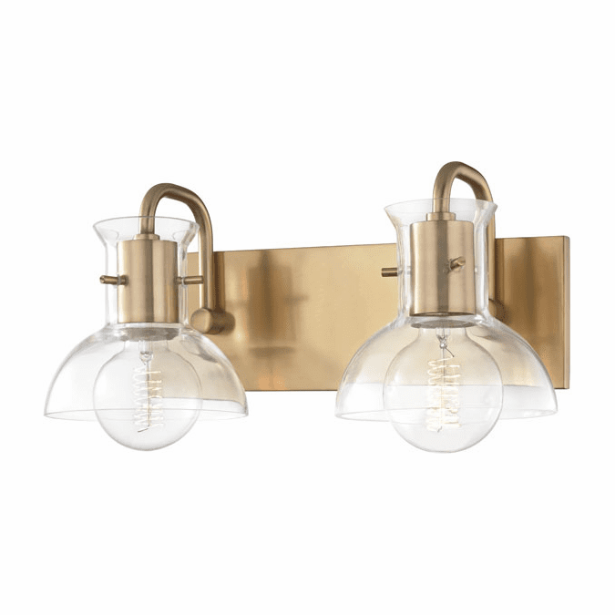 Mitzi H111302-AGB Riley Modern Aged Brass 2-Light Bathroom Lighting