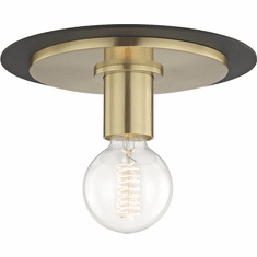 Mitzi H137501S-AGB-BK Milo Contemporary Aged Brass / Black 9" Ceiling Light