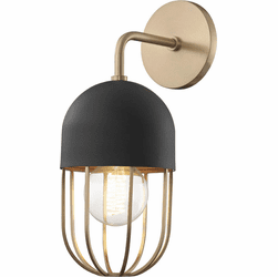 Mitzi H145101-AGB-BK Haley Contemporary Aged Brass / Black Wall Light Fixture
