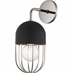 Mitzi H145101-PN-BK Haley Modern Polished Nickel / Black Lighting Wall Sconce