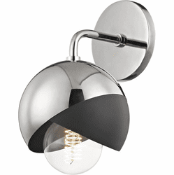 Mitzi H168101-PN-BK Emma Contemporary Polished Nickel / Black Wall Light Sconce