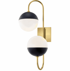 Mitzi H344102B-AGB-BK Renee Contemporary Aged Brass  /  Black Wall Sconce Lighting