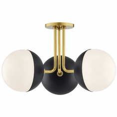 Mitzi H344603-AGB-BK Renee Contemporary Aged Brass  /  Black Flush Ceiling Light Fixture