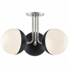 Mitzi H344603-PN-BK Renee Modern Polished Nickel  /  Black Flush Mount Ceiling Light Fixture