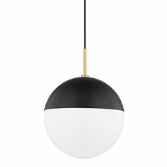Mitzi H344701L-AGB/BK Renee Contemporary Aged Brass and Black Mini Pendant Hanging Light