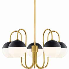 Mitzi H344805-AGB-BK Renee Contemporary Aged Brass  /  Black Chandelier Lamp