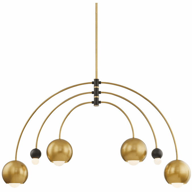 Mitzi H348806-AGB-BK Willow Contemporary Aged Brass  /  Black Lighting Chandelier
