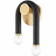 Mitzi H382102-AGB_BK Whit Contemporary Aged Brass / Black Lighting Wall Sconce