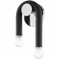 Mitzi H382102-PN_BK Whit Modern Polished Nickel / Black Wall Lighting Sconce
