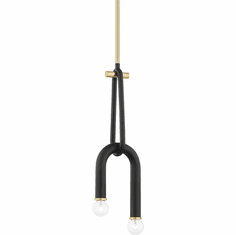 Mitzi H382702-AGB_BK Whit Modern Aged Brass / Black Mini Ceiling Light Pendant