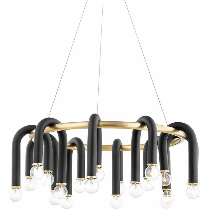 Mitzi H382820-AGB_BK Whit Contemporary Aged Brass / Black Chandelier Light