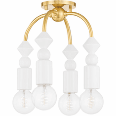 Mitzi H471604-AGB Flora Contemporary Aged Brass Flush Ceiling Light Fixture