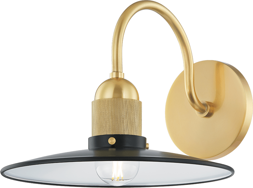 Mitzi H793101AGB/SBK Leanna Contemporary Aged Brass Wall Light Sconce