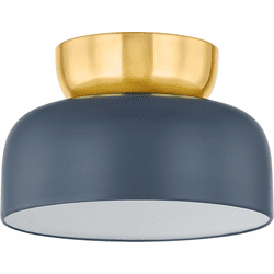 Mitzi H890501L-AGB/SBL Batya Modern Aged Brass / Slate Blue Flush Mount Lighting Fixture