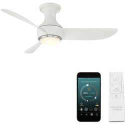 Modern Forms FH-W2203-44L-BN/MW Corona Brushed Nickel Matte White LED Indoor / Outdoor 44" Ceiling Fan