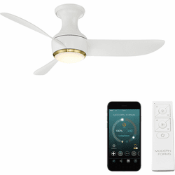 Modern Forms FH-W2203-44L-SB/MW Corona Soft Brass Matte White LED Indoor / Outdoor 44" Home Ceiling Fan