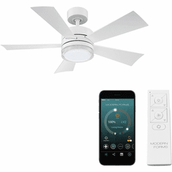 Modern Forms FR-W1801-42L-MW Wynd Matte White LED Interior / Exterior 42" Home Ceiling Fan
