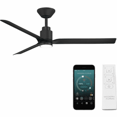 Modern Forms FR-W2502-52L-MB Smooth Contemporary Matte Black LED 52" Interior / Exterior Home Ceiling Fan