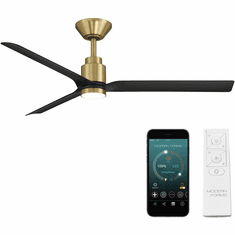 Modern Forms FR-W2502-52L-SB/MB Smooth Contemporary Soft Brass Matte Black LED 52" Interior / Exterior Home Ceiling Fan