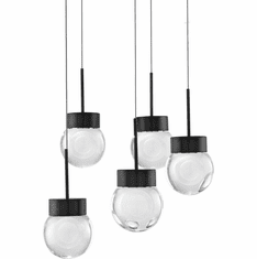Modern Forms PD-82005R-BK Double Bubble Contemporary Black LED Multi Pendant Lighting