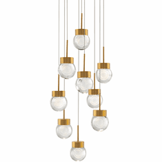 Modern Forms PD-82009R-AB Double Bubble Contemporary Aged Brass LED Multi Ceiling Pendant Light