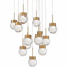 Modern Forms PD-82013S-AB Double Bubble Contemporary Aged Brass LED Multi Pendant Lighting