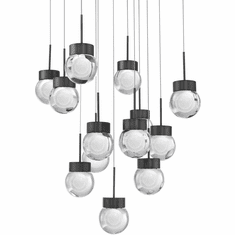 Modern Forms PD-82013S-BK Double Bubble Modern Black LED Multi Hanging Pendant Light