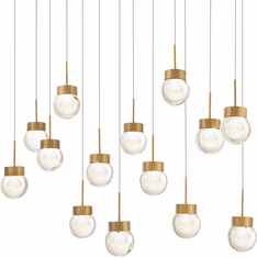 Modern Forms PD-82014L-AB Double Bubble Modern Aged Brass LED Multi Pendant Lighting