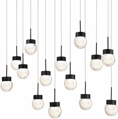 Modern Forms PD-82014L-BK Double Bubble Contemporary Black LED Multi Hanging Light Fixture