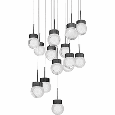 Modern Forms PD-82015R-BK Double Bubble Contemporary Black LED Multi Pendant Light