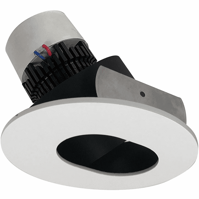 Nora NPR-4RSLBMPW Pearl Modern Black / Matte Powder White LED Retrofit 4" Round Slot Aperture Adjustable Trim