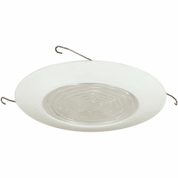 Nora NT-23 Contemporary White 6 Inch Fresnel Shower Lens w/ Metal Recessed Can Light Trim