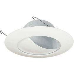 Nora NT-25 Contemporary White 6 Inch Half Moon Wall Wash Recessed Ceiling Light Trim w/ Reflector