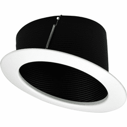 Nora NTM-615B Modern Black / White 6 Inch Sloped Baffle Recessed Lighting Trim