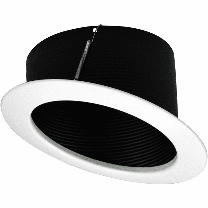 Nora NTM-615B Modern Black / White 6 Inch Sloped Baffle Recessed Lighting Trim