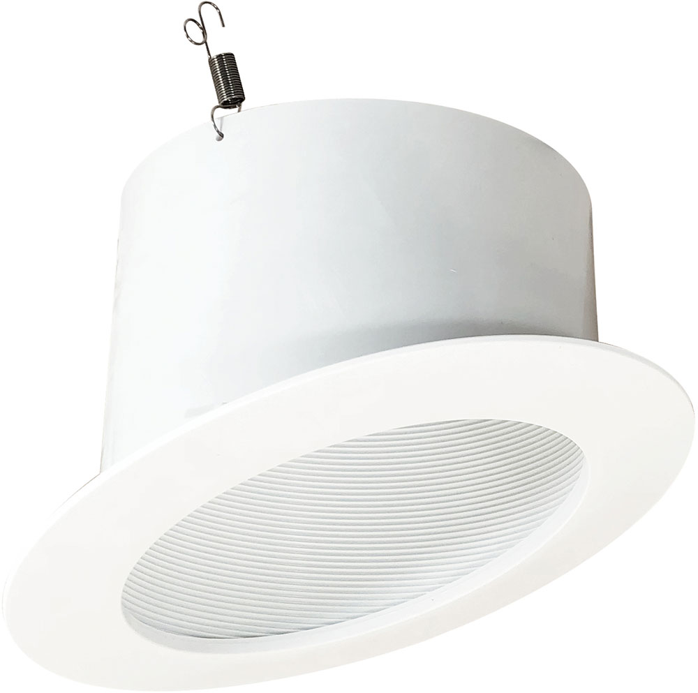 Nora NTM615W Contemporary White 6 Inch Sloped Baffle Can Light Trim