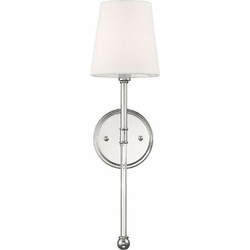 Nuvo 60/6688 Olmstead Polished Nickel and White Fabric Lighting Wall Sconce