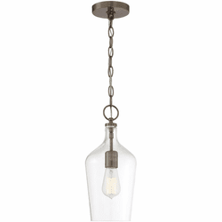 Nuvo 60/6748 Hartley Modern Antique Copper / Clear Glass Mini Hanging Lamp