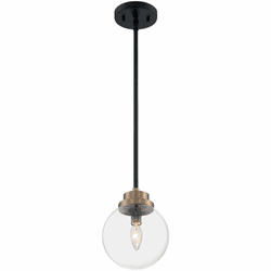 Nuvo 60/7121 Axis Modern Matte Black / Brass Accents Mini Pendant Lamp