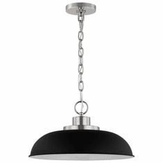 Nuvo 60/7482 Colony Matte Black and Polished Nickel 15" Pendant Hanging Light