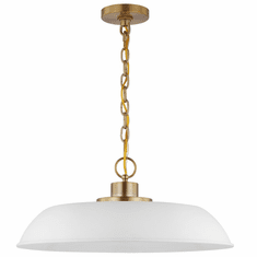 Nuvo 60/7483 Colony Matte White and Burnished Brass 20" Hanging Light Fixture
