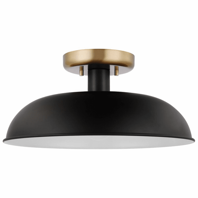 Nuvo 60/7491 Colony Matte Black and Burnished Brass 15" Ceiling Lighting Fixture