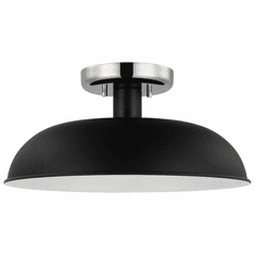 Nuvo 60/7492 Colony Matte Black and Polished Nickel 15" Flush Lighting
