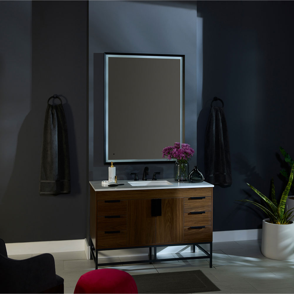 Oxygen 3-0804-15 Dusk Contemporary Black LED Wall Mirror - OXY-3-0804-15