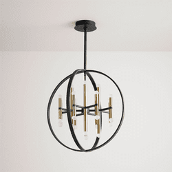 Oxygen 3-684-1540 Nero Contemporary Black and Aged Brass LED Mini Hanging Chandelier