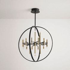 Oxygen 3-685-1540 Nero Modern Black and Aged Brass LED Chandelier Light