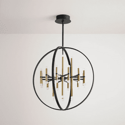 Oxygen 3-685-1540 Nero Modern Black and Aged Brass LED Chandelier Light