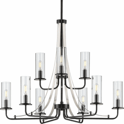 Progress Lighting P400210-031 Riley Contemporary Matte Black Hanging Chandelier