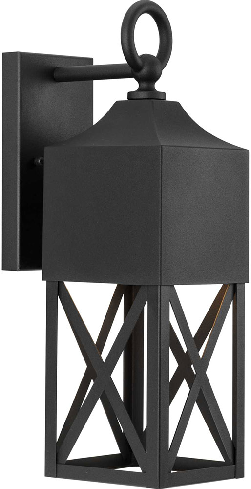 Progress Lighting Tremont Outdoor Mini Pendant - Matte Black, Seeded Glass, Farmhouse Style