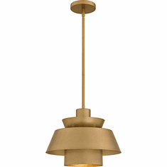 Quoizel LMI1814BWS Lumi Contemporary Brushed Weathered Brass 14" Pendant Lamp
